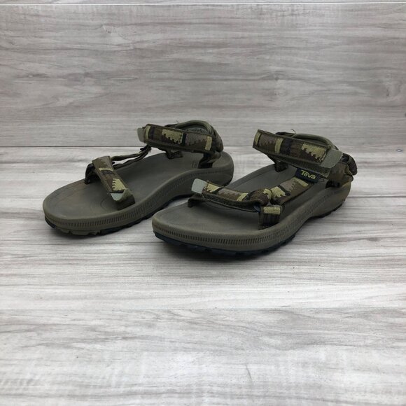 Teva Sandals Kids 2 Hurricane Green Hook and Loop Adjustable Strap Outdoor Shoes - Picture 3 of 11